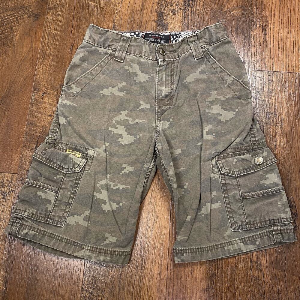 Levi Strauss Signature Workwear Camo Cargo Shorts Boys 10 Multicolor Camouflage